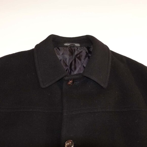 London Fog Men's Overcoat Large Black Wool Blend Winter Coat Button Front L - Picture 3 of 8